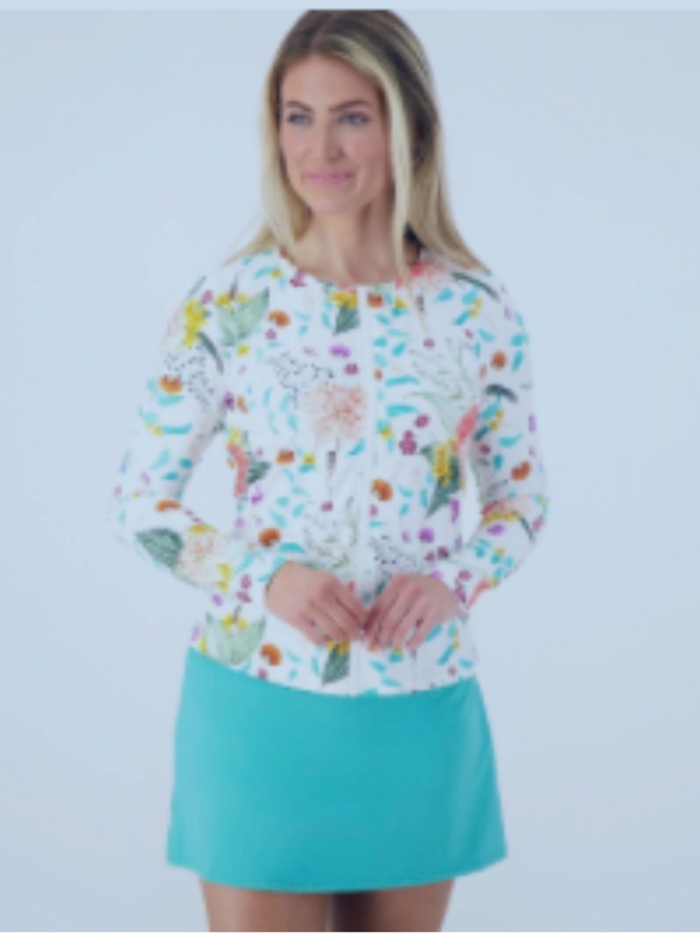 Jantzen Zip Front Printed Swim Rash Guard  /Sunrise Garden, Plus 18
